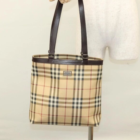 BURBERRY Nova Check Tote Bag PVC Beige Auth - Picture 1 of 15